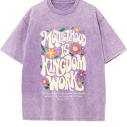 Motherhood Is Kingdom Work Vintage Washed T-Shirt in Purple