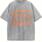Made in the 70s Original Parts Age Birthday Decade Cute Vintage Washed T-Shirt in Gray