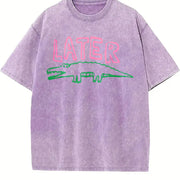 Later Gator Alligator vintage washed oversized T-shirt in Purple