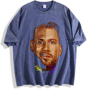 Bron And Luka LA Basketball vintage washed oversized T-shirt in Blue