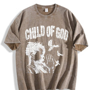 Child of God Praying Dove Sleeveless Tank Vintage Washed T-Shirt in Brown
