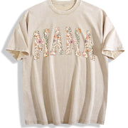Mama Floral Mama Mothers Day vintage washed oversized T-shirt in Beige
