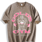 GOLD‘S GYM vintage washed oversized T-shirt in Brown