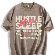 Hustle Don't Sleep Vintage Washed T-Shirt in Brown