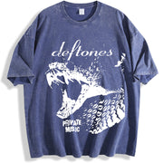 Deftones – Retro Rock Style vintage washed oversized T-shirt in Blue