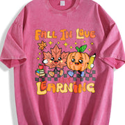 Retro Teacher Fall Vintage Washed T-Shirt in Red
