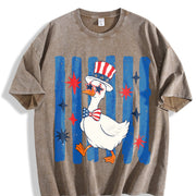 Patriotic Goose 4th of July Goose Vintage Washed T-Shirt in Brown
