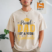 Dad Senior 2026 Proud Dad of a Class of 2026 Graduate Vintage Washed T-Shirt in Beige