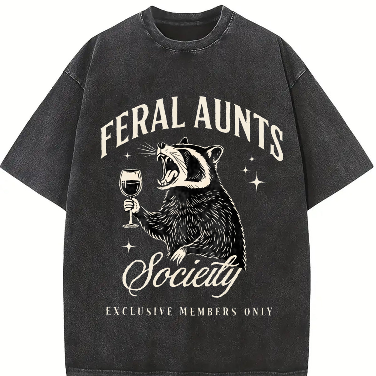 Feral Aunts Society Vintage Washed T-Shirt in Black
