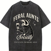 Feral Aunts Society Vintage Washed T-Shirt in Black
