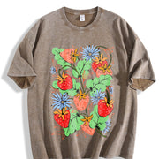 Strawberry Garden Roaming Vintage Washed T-Shirt in Brown
