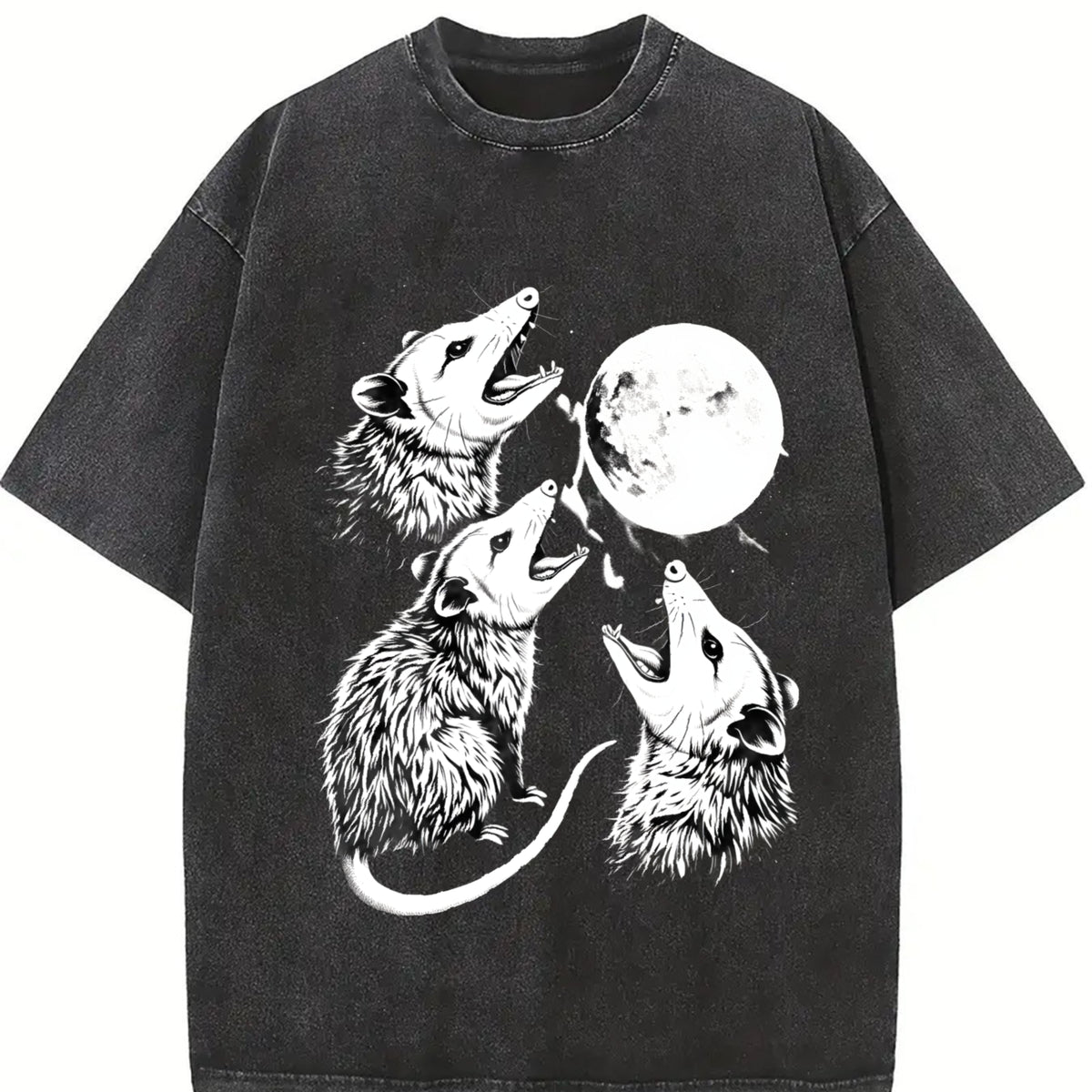 Possum Moon Pepper Opossum Vintage Washed T-Shirt in Black