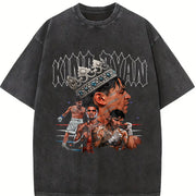 King Ryan Mexican Boxer World Champion Custom vintage washed oversized T-shirt in Black