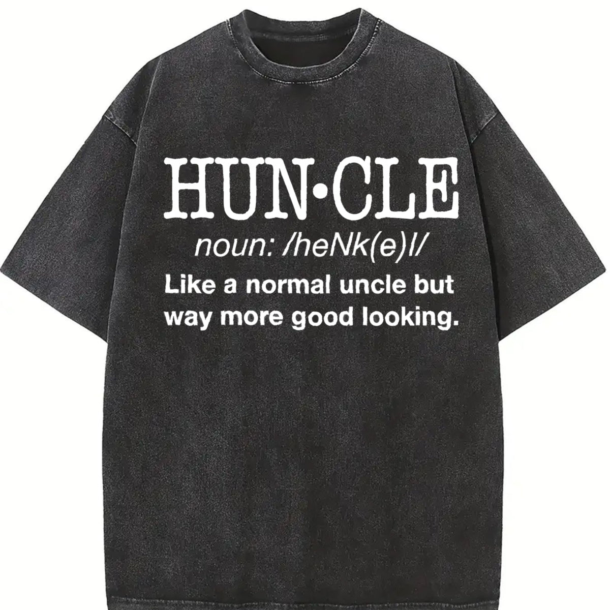 Huncle Uncles Fun Saying Vintage Washed T-Shirt in Black