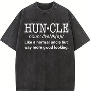 Huncle Uncles Fun Saying Vintage Washed T-Shirt in Black