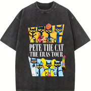 Pete the Cat the Eras Tour Vintage Washed T-Shirt in Black