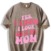Yes I Know I Look Like My Mom Vintage Washed T-Shirt in Brown
