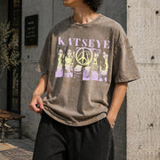 Katseye Kpop Beautiful Chaos Vintage Washed T-Shirt in Brown