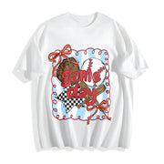 Baseball Game Day Coquette Bow Baseball Mama Cotton T-Shirt in White