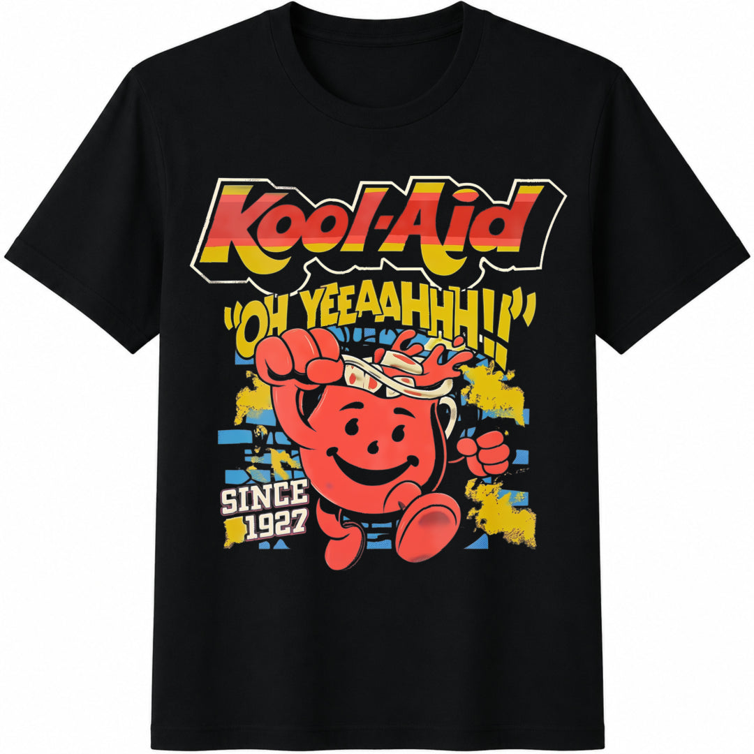 1-piece Set S Hip-hop with Ko Ol-aid Cartoon Cotton T-Shirt in Black