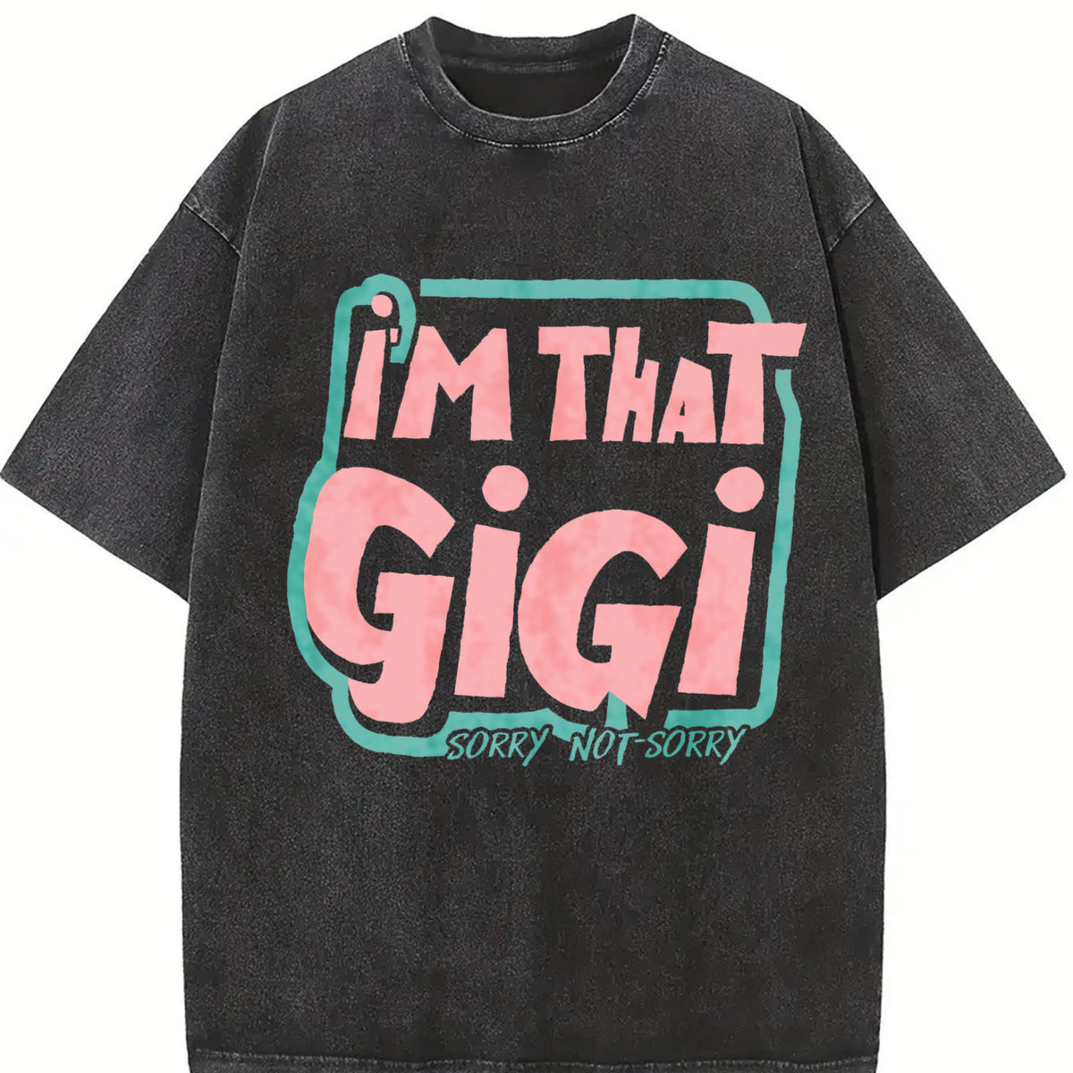 GIGI Text Spring/ vintage washed oversized T-shirt in Black
