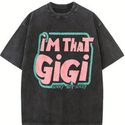 GIGI Text Spring/ vintage washed oversized T-shirt in Black
