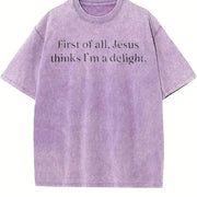 Jesus Thinks I'm a Delight Vintage Washed T-Shirt in Purple