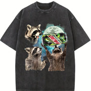 Three Raccoons Mountain Dew vintage washed oversized T-shirt in Black