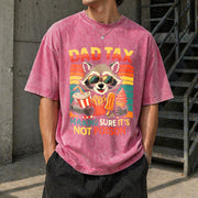 Dad Tax Raccoon Fathers Day Vintage Washed T-Shirt in Red