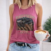 Because of the Brave 1776 Flag Women's Color Cotton Tank Top in Red