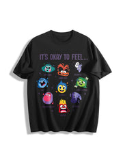 Insidee Out It's Okay to Feel All the Feels Cotton T-Shirt in Black