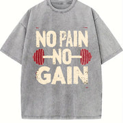 No Pain No Gain Vintage Washed T-Shirt in Gray