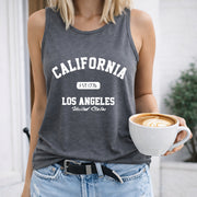 California Fst 1776 Los Angeles United States Crew-neck Women's Color Cotton Tank Top in Gray