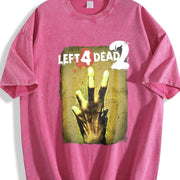 Left 4 Dead 2 Grunge Opium Y2K Tapout Amity Affliction Vintage Washed T-Shirt in Red