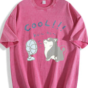 1 Pcs Heavy Adorable Vintage Washed T-Shirt in Red