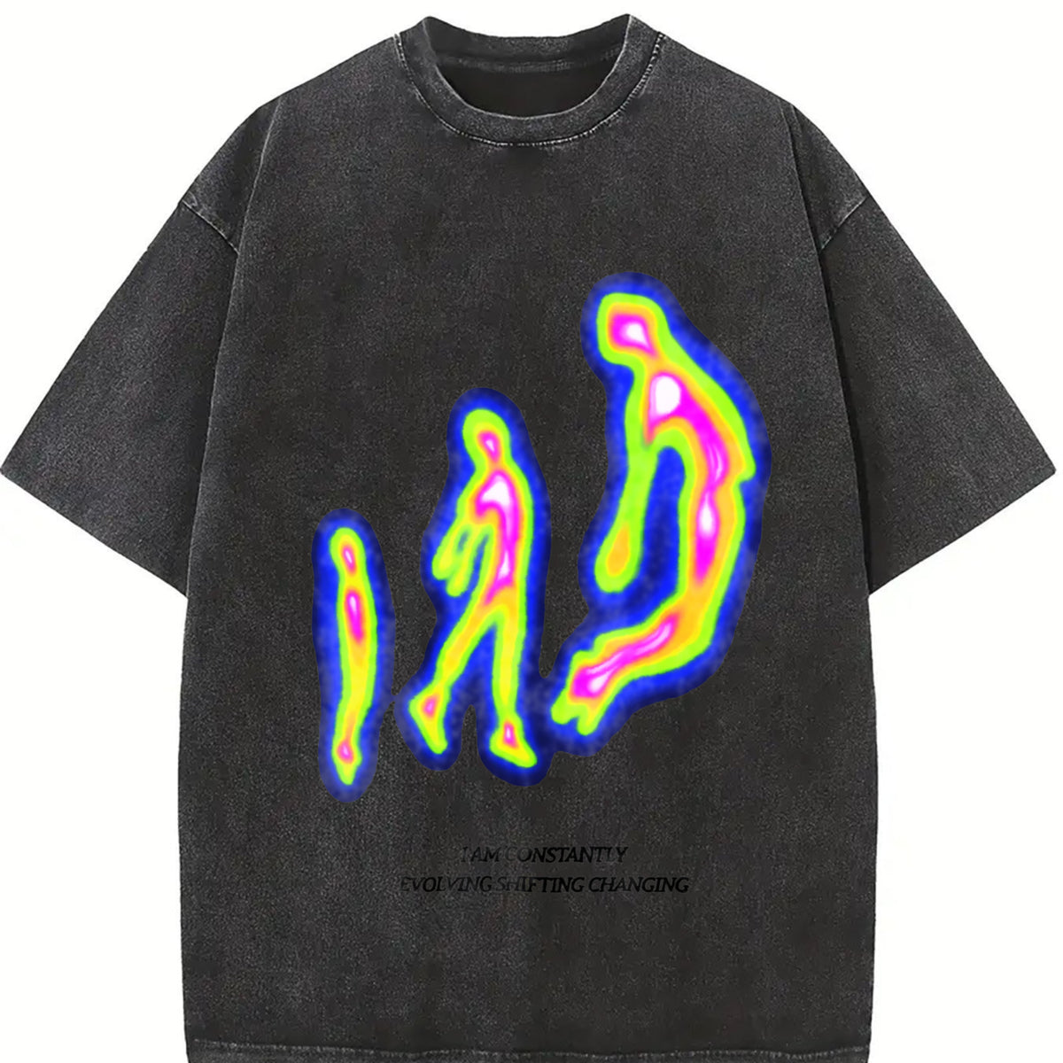 Jumping Fitness Retro Vintage Washed T-Shirt in Black
