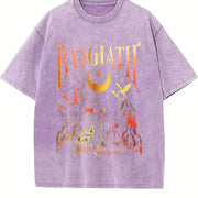 Basgiath War College Castle vintage washed oversized T-shirt in Purple