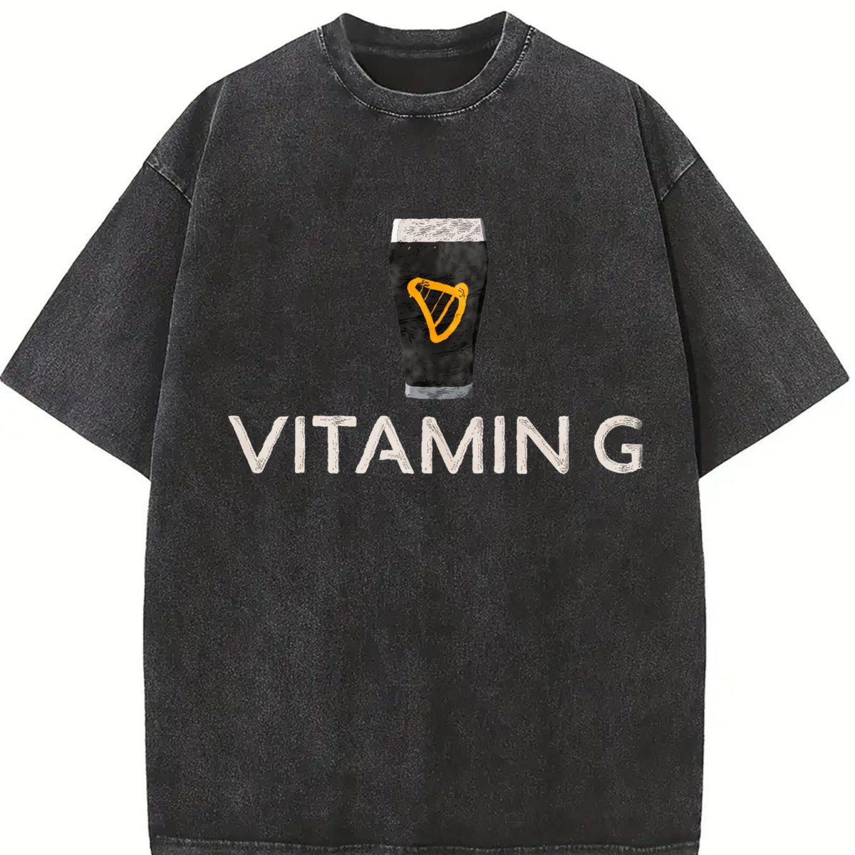 Vitamin G Guinness Beer Embroidered Beer St. Patrick’s Day vintage washed oversized T-shirt in Black