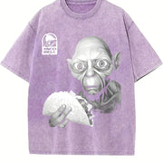 Taco Bell Gollum LOTR Hilarious Taco Lover's vintage washed oversized T-shirt in Purple
