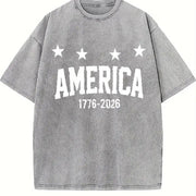 America 1776-2026 Vintage Washed T-Shirt in Gray