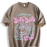 Dilly Dally Club Skeleton Vintage Washed T-Shirt in Brown