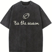 Tis the Season Football Season Vintage Washed T-Shirt in Black