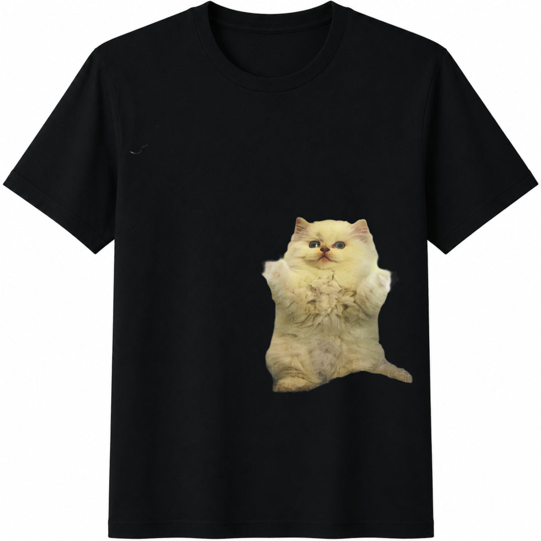 Lightning Cat Electric Power Thunder Cotton T-Shirt in Black