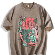 Anatomical Heart Cardiology ICU CVICU Nurse in the Making Vintage Washed T-Shirt in Brown