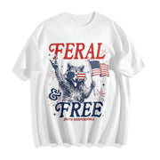 Feral and Free Raccoon Cotton T-Shirt in White