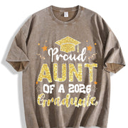 Premium Proud Aunt of a 2026 Graduate for Aunt Senior Vintage Washed T-Shirt in Brown