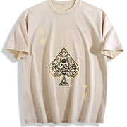 For Formal Urban Distressed Enthusiasts Vintage Washed T-Shirt in Beige