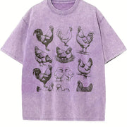 Chicken 90s Tattoo Vintage Washed T-Shirt in Purple