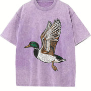 Embroidered Duck Animal Lover Embroidery vintage washed oversized T-shirt in Purple