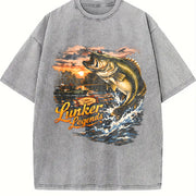 Lunker Legends Fishing 90s Vintage Washed T-Shirt in Gray